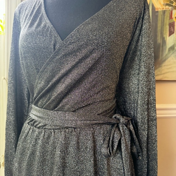 Halogen Glitter Metallic Wrap Long sleeve Dress Women’s‎ Size XL - Picture 3 of 13